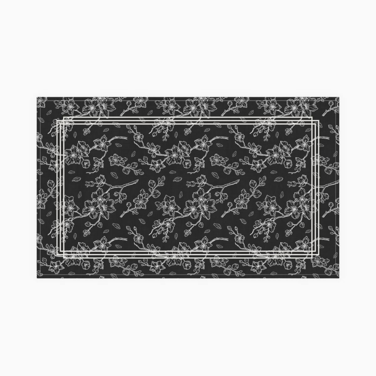 tea towel, kitchen towel, cherry blossom, black