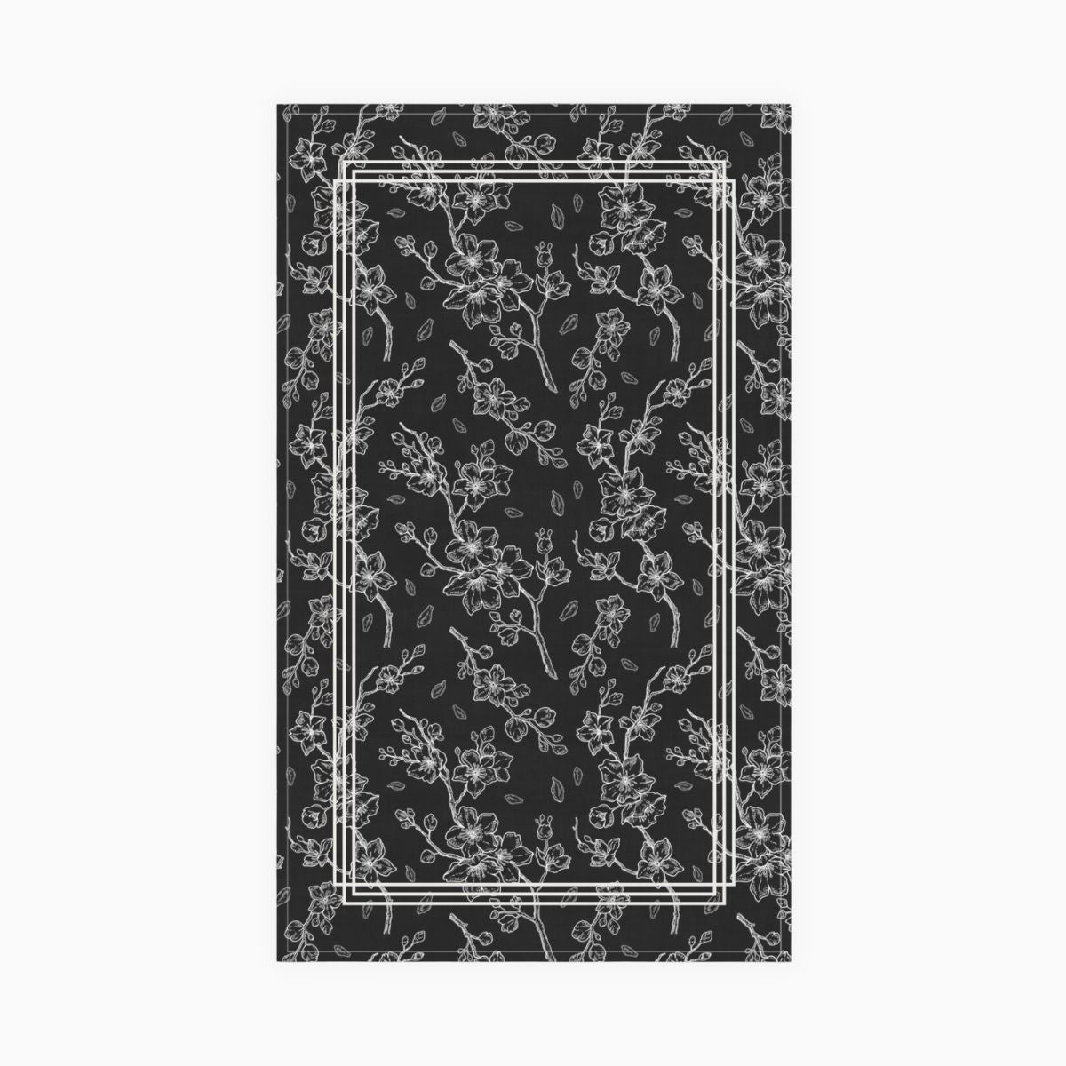 tea towel, kitchen towel, cherry blossom, black