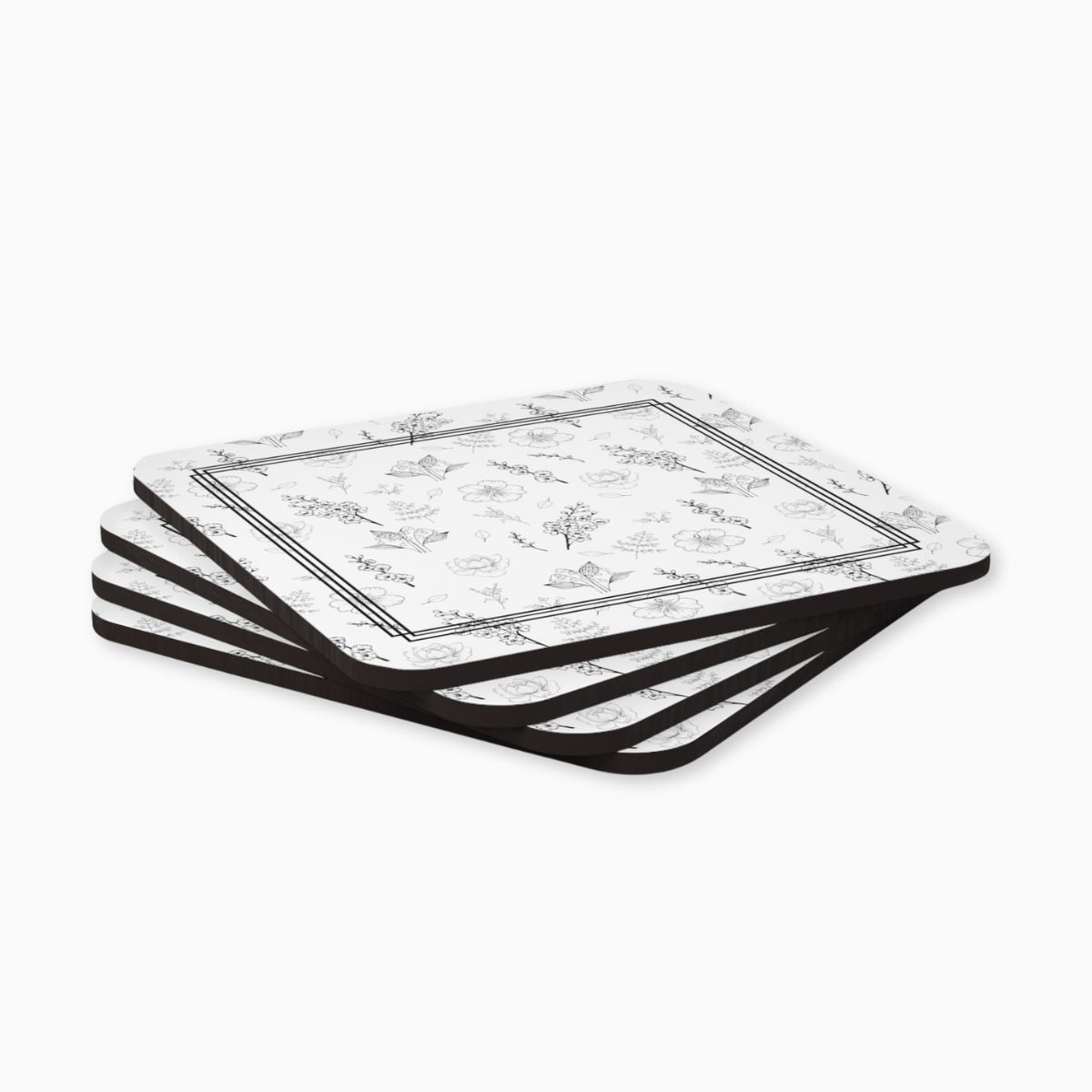 coasters, floral, delicate flower, white