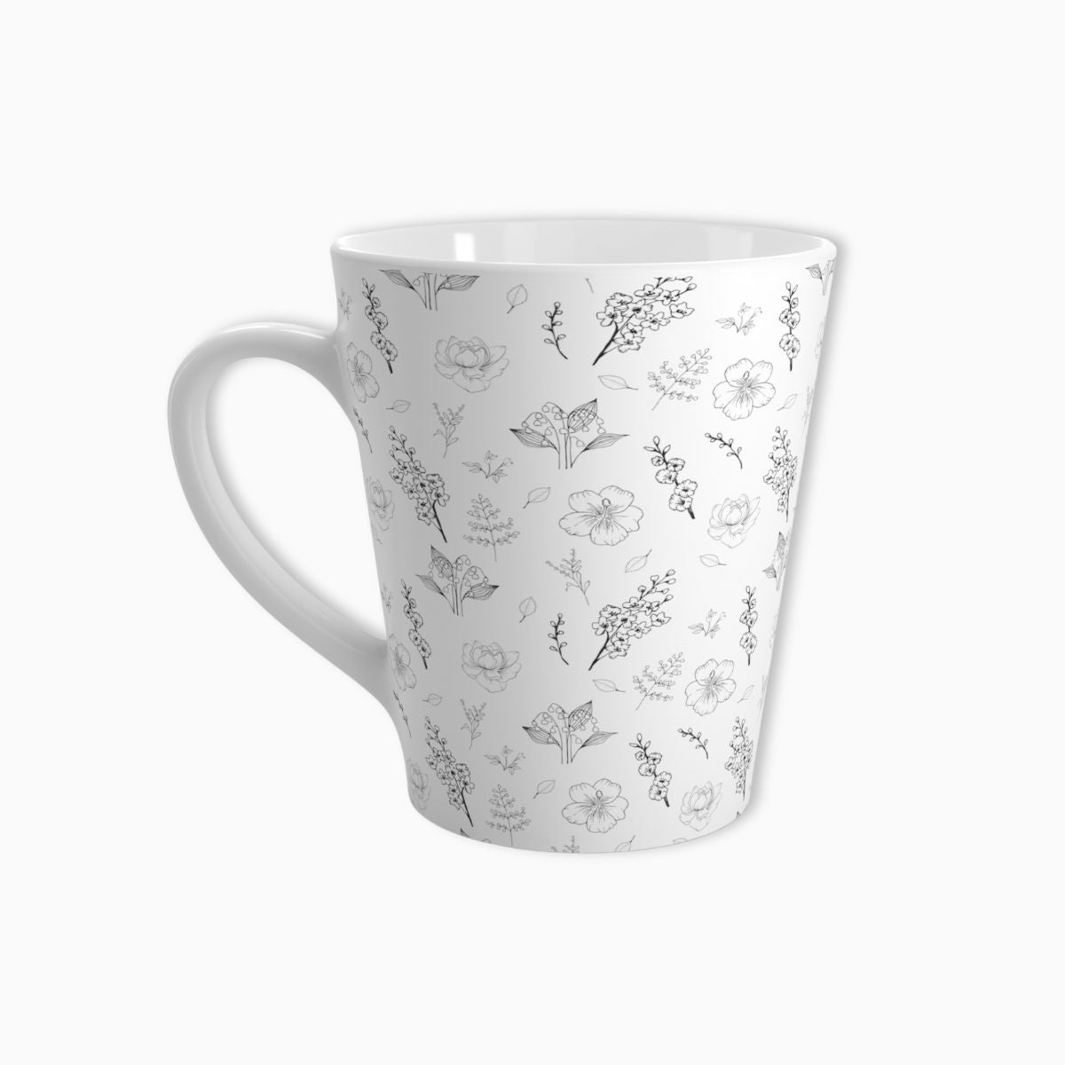mug, tea cup, floral, delicate flower, white