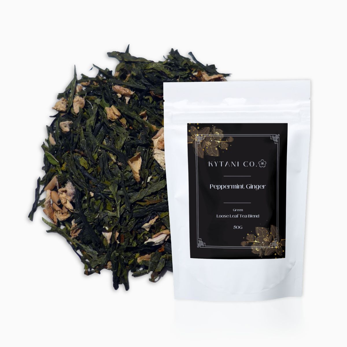 peppermint ginger tea, loose leaf, green tea