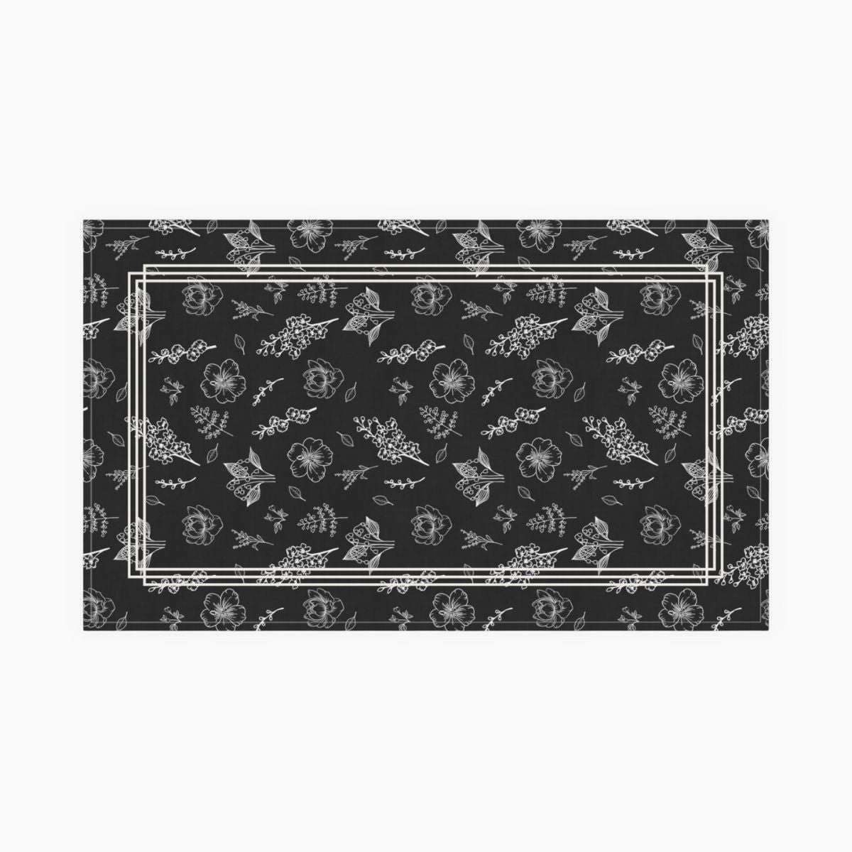 tea towel, kitchen towel, floral, delicate flower, black