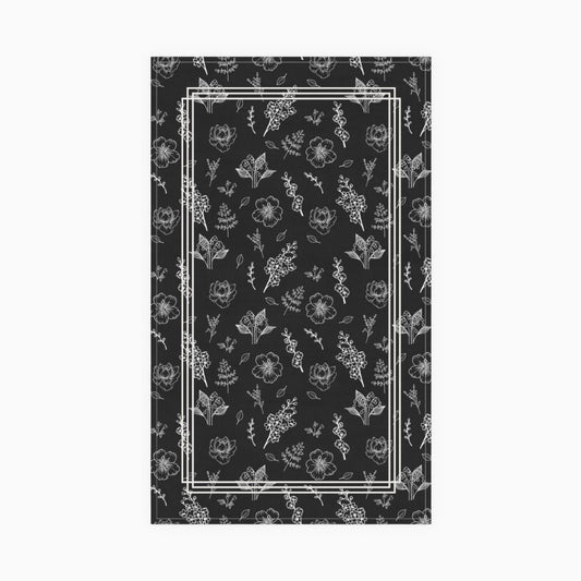tea towel, kitchen towel, floral, delicate flower, black
