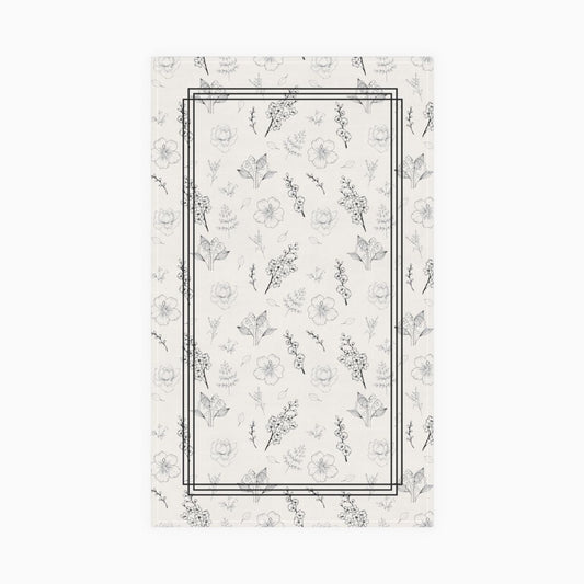 tea towel, kitchen towel, floral, delicate flower, white