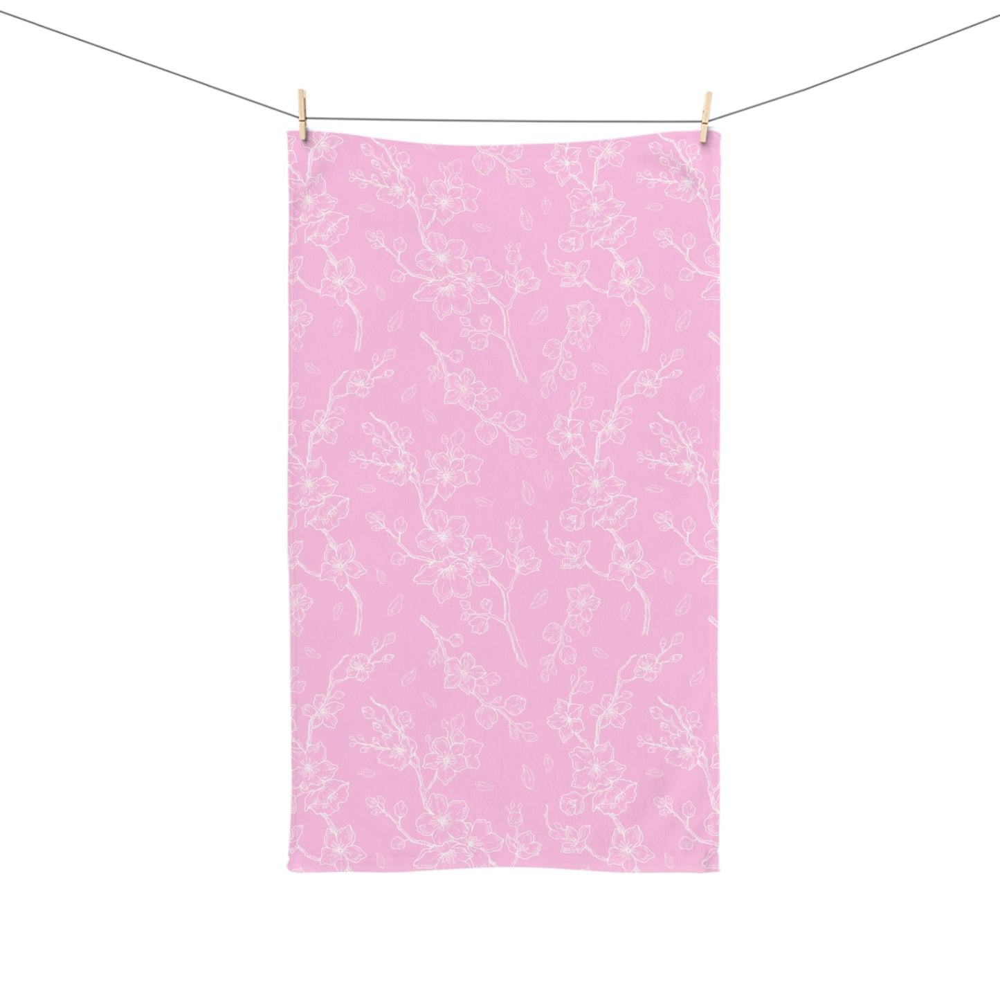 Pink Cherry Blossom Hand Towel — Floral Decorative Kitchen & Bath Towel