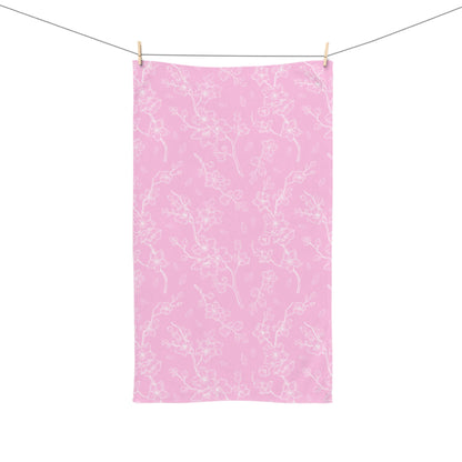Pink Cherry Blossom Hand Towel — Floral Decorative Kitchen & Bath Towel
