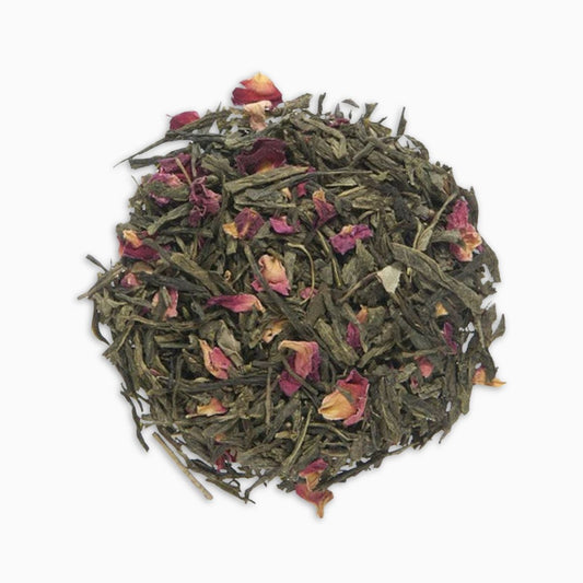 cherry rose tea, organic, loose leaf, green tea