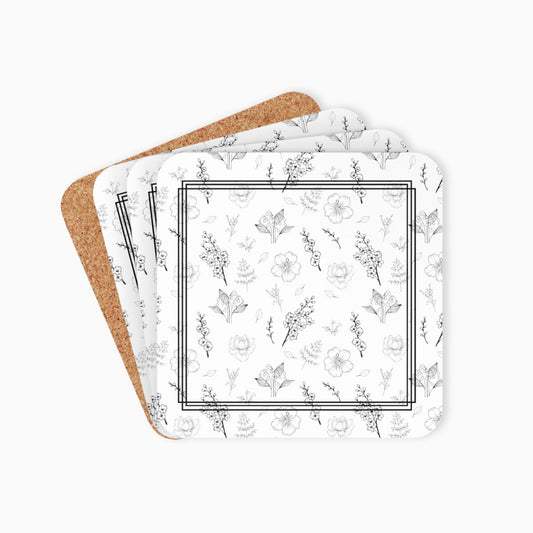 coasters, floral, delicate flower, white