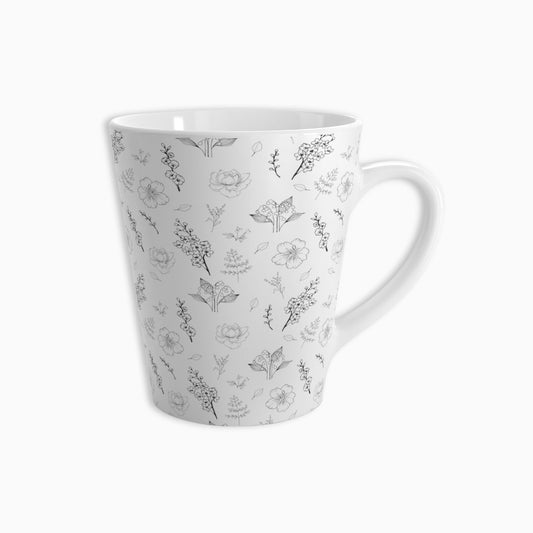 mug, tea cup, floral, delicate flower, white